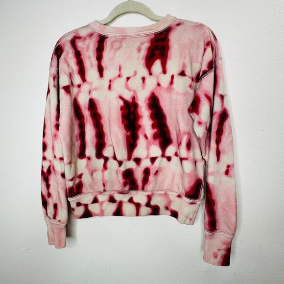 Isabel Etoile Marant Red Pink Tie Dye Velour Graphic Logo Long Sleeve Sweatshirt - Picture 6 of 13